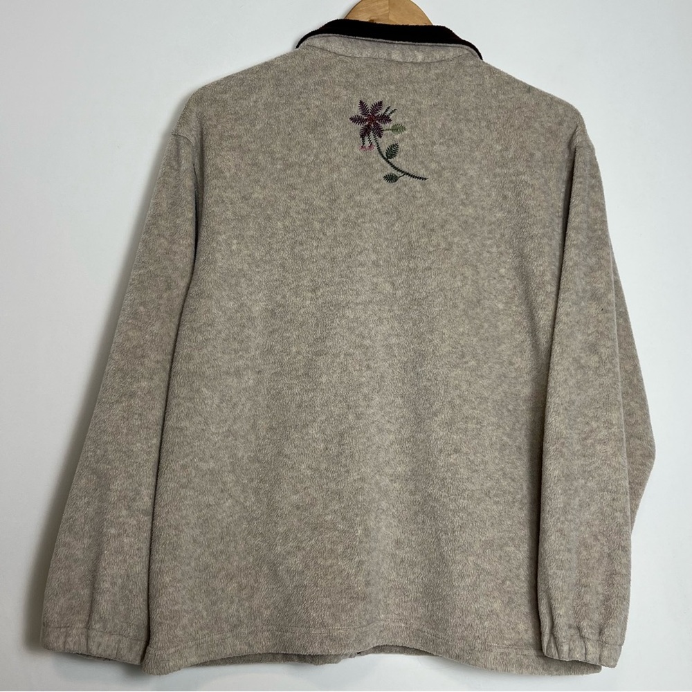 Vintage Northern Reflections Floral Embroidered Fleece Zip Up Sweater - Medium - Picture 2 of 7